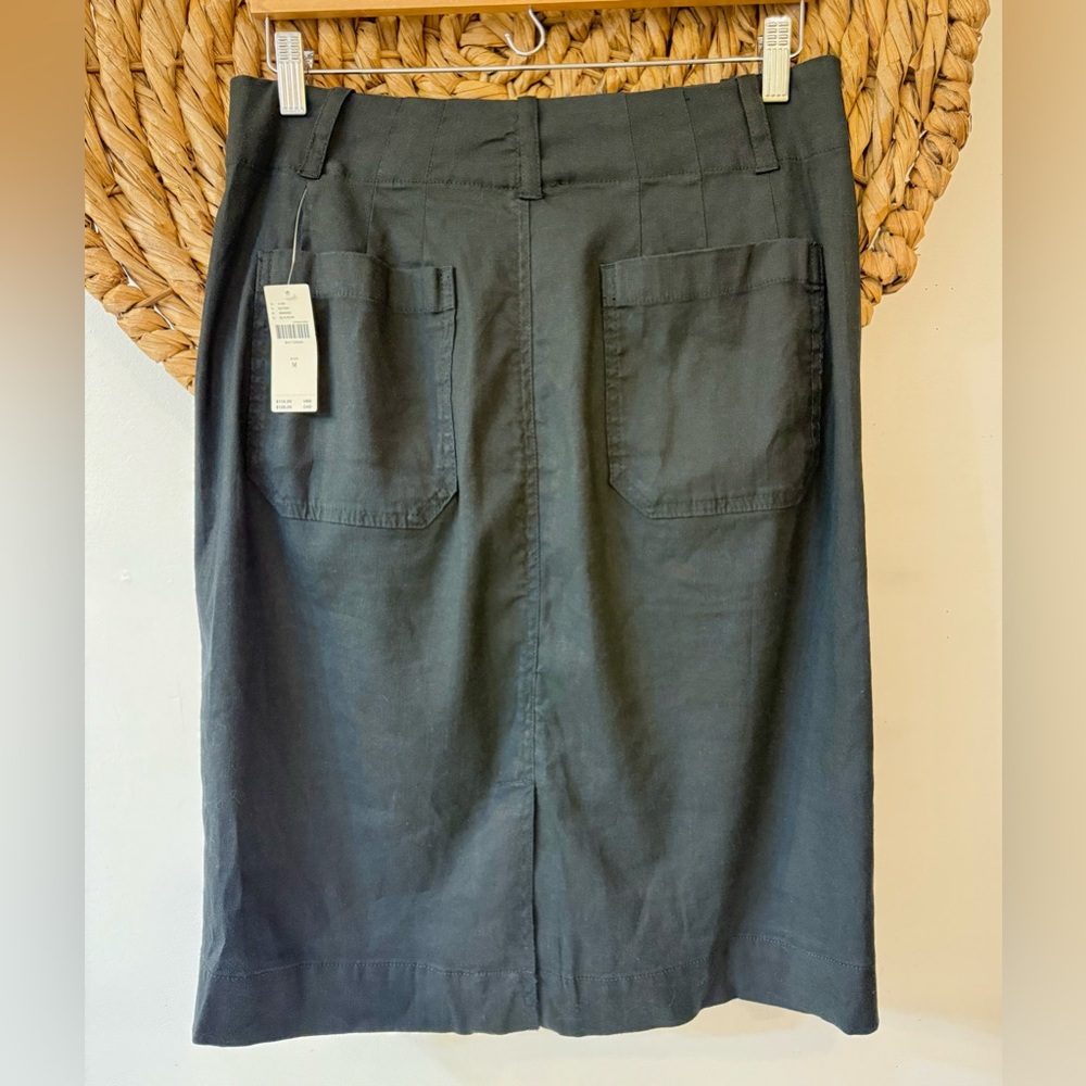 NWT Anthropologie Maeve The Colette Skirt in Black Linen Edition Size Medium - Picture 7 of 15